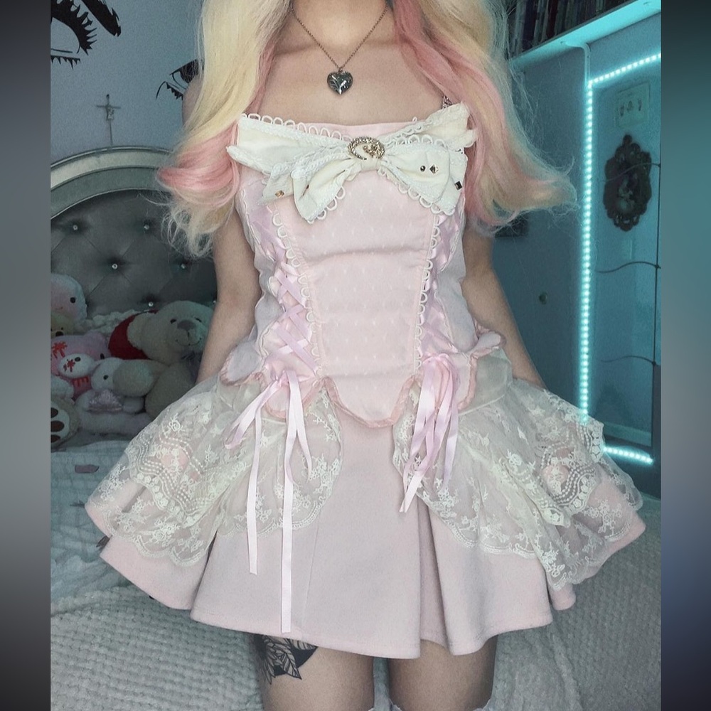 Pink princess coquette corset top